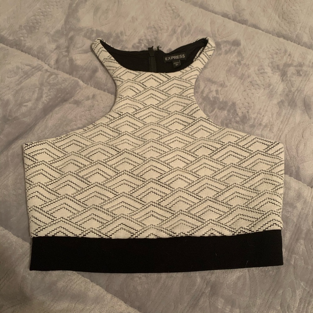 White & Black Crop Top With Side Cutouts